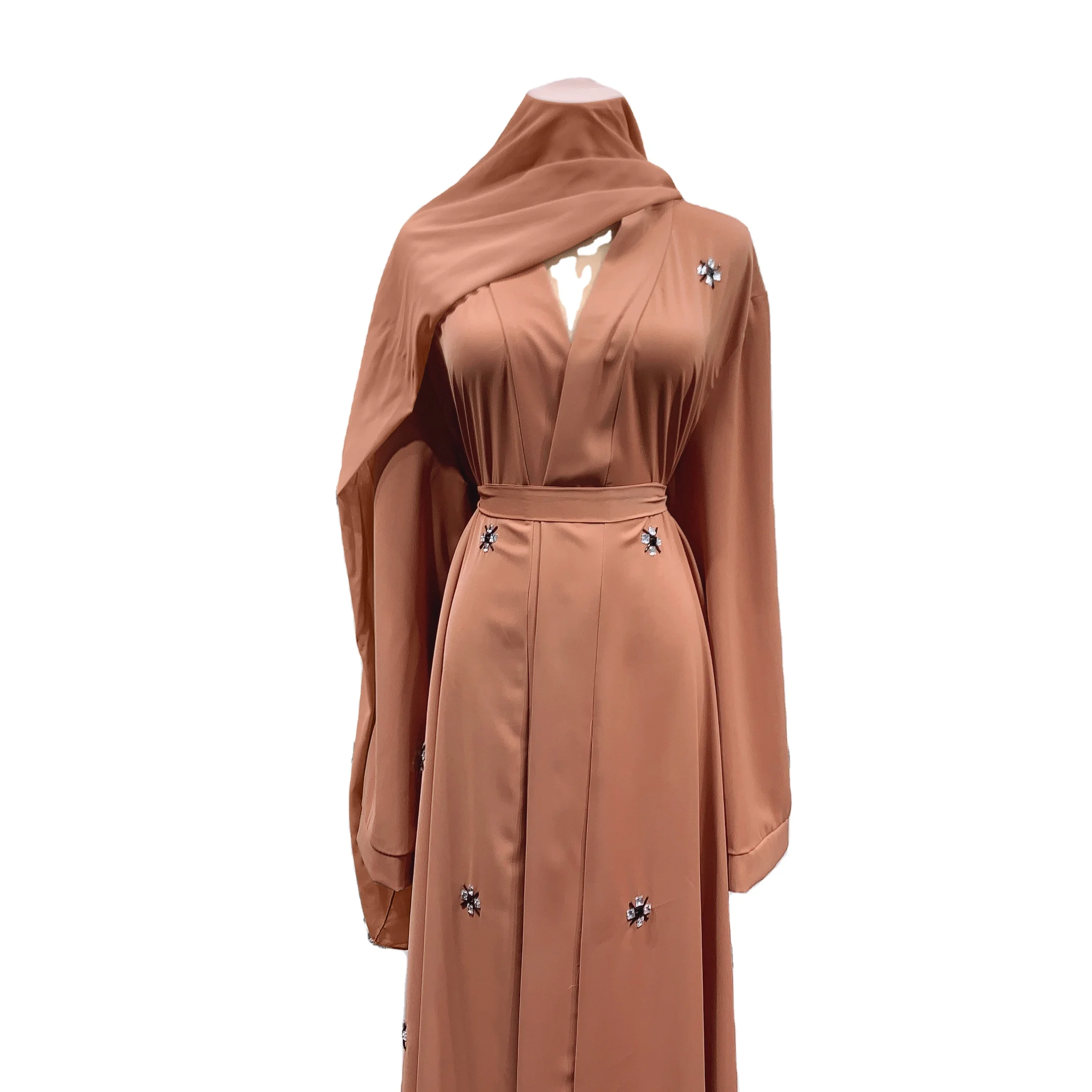Custom wholesale Dubai Cardigan dress LR428 Headscarf + Abaya