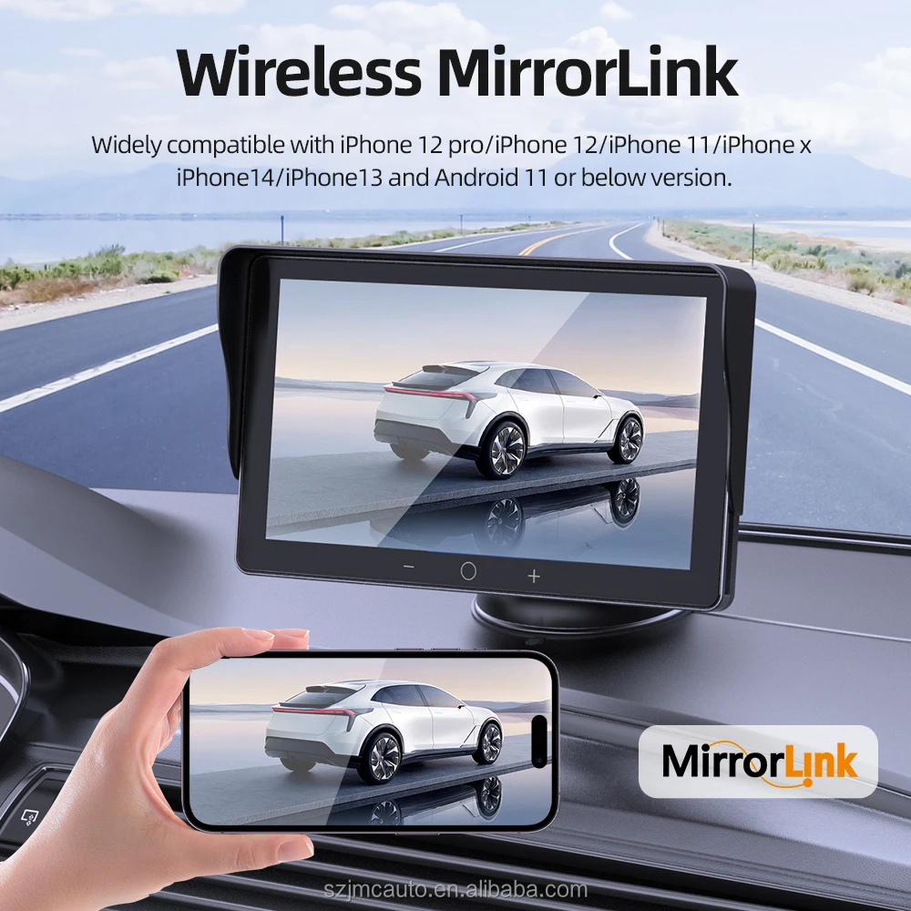 JMC универсальная 7-дюймовая портативная навигационная система CarPlay монитор Android Auto BT сенсорный экран зеркальное соединение AUX FM передатчик USB