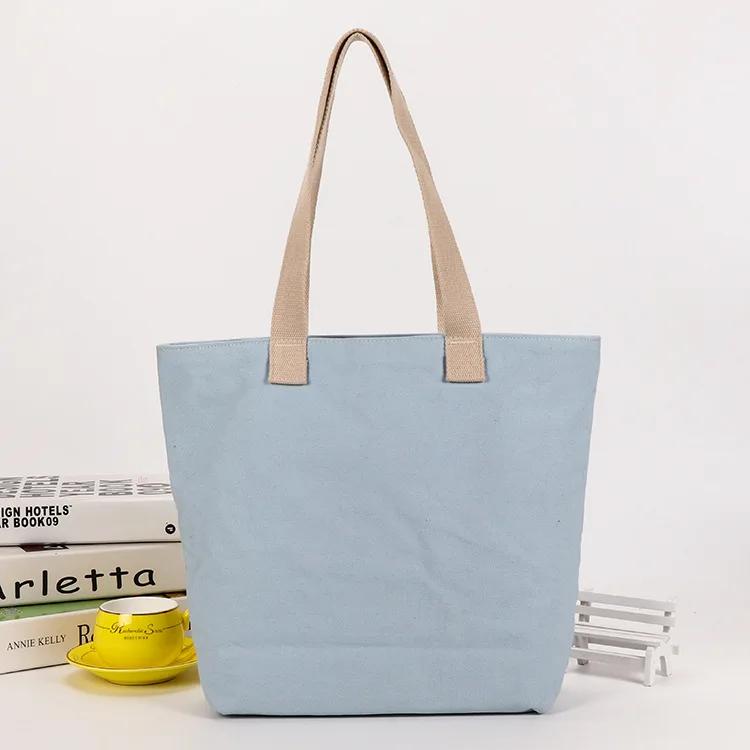 Custom Logo Reusable Shopping Canvas Fabric Tote Bag Printed Pattern Design Women Cotton Shoulder Bag Fabric Handle Canvas Bag