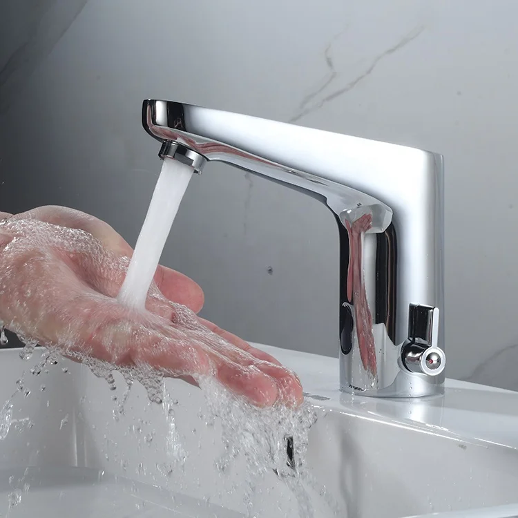 Manufacturer Deck mounted Hot Cold water brass Automatic Touchless bathroom sensor tap