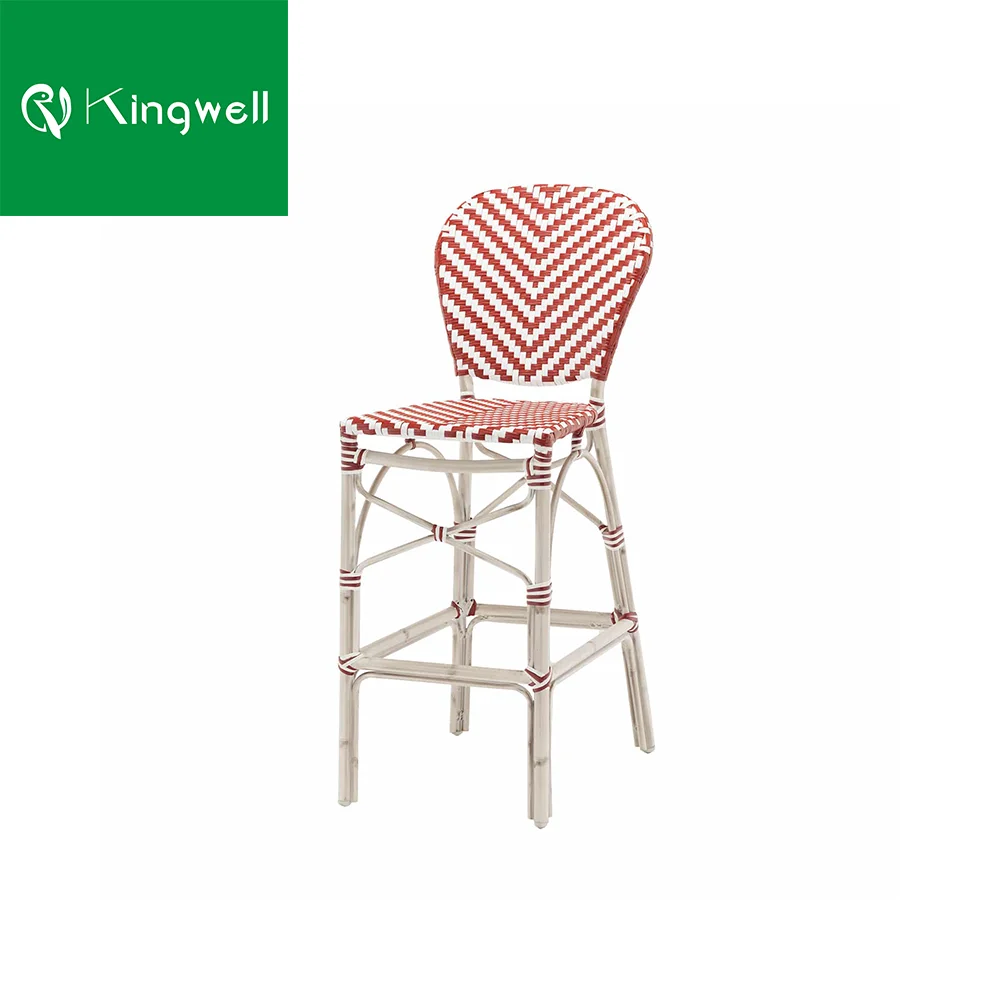 Foshan furniture patio bar stool rattan black high bar patio chair rustic french style