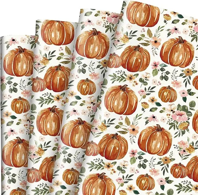 Low-Quantity Customizable 100pcs MOQ Thanks Giving Day Custom Design Festival Series Tissue Wrapping Paper For Gift