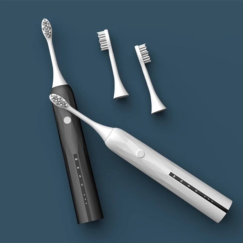 
 Фирменная черная тонкая перезаряжаемая дорожная звуковая электрическая зубная щетка с тонкой щетиной  