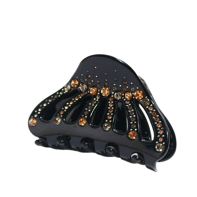 XinMei diamond hair clips claw China manufacturer wholesale cellulose acetate hollow out  hair claw clips rhinestones women