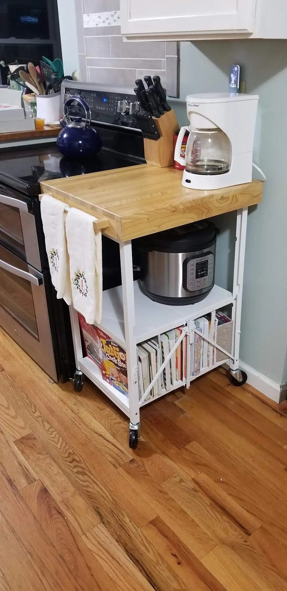 Sunrise Folding Kitchen Cart on Wheels,3-Tier Foldable Rolling Cart Chefs Outdoor Cart for Coffee Wine Food,Microwave Cart