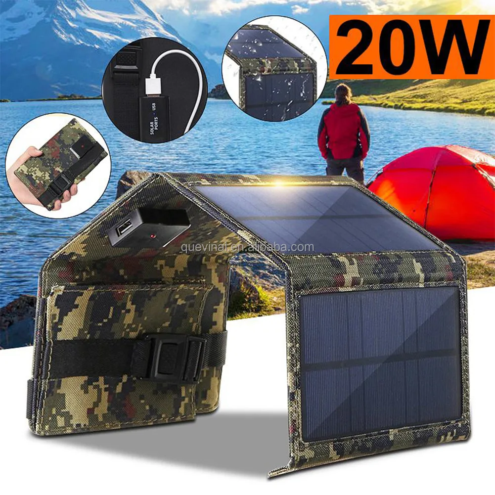 Foldable 20W 10W 20W 60w 120W 200w USB Solar panel Portable Waterproof Charger phone laptop A digital camera power bank charger