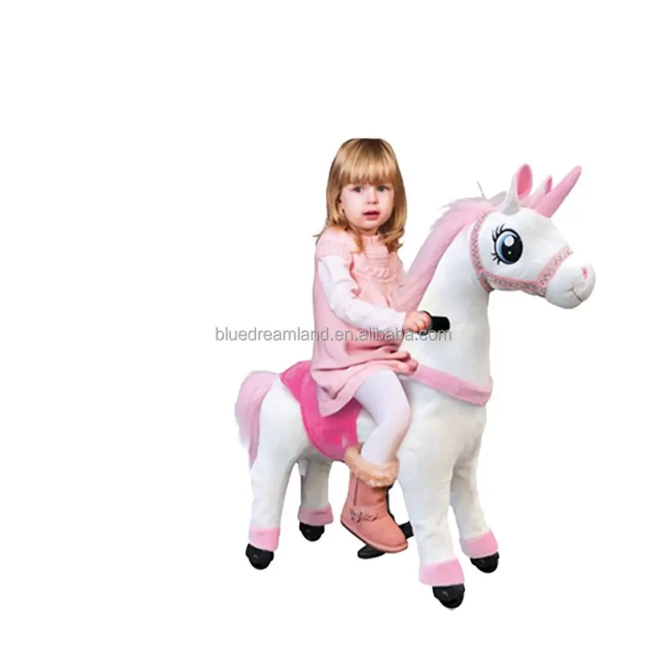 Mechanical stuffed plush animal walking ride-on horse toy princess cars horse riding for kids and adults