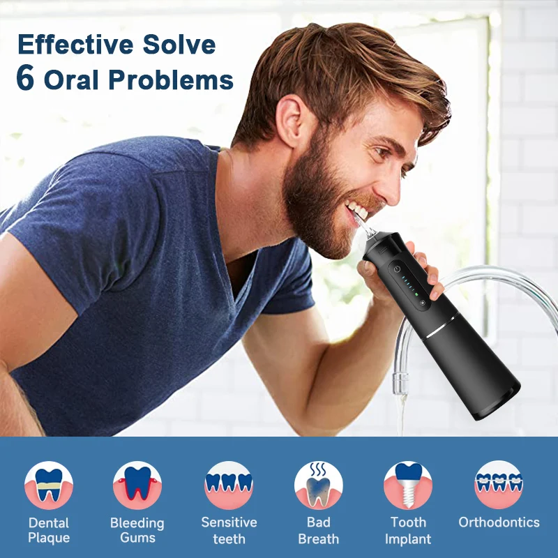 Orthodontic Dental Electric Cordless Water Flosser Teeth Cleaning Mouth Irrigator Water Jet Pick Flosser Bucal Oral Irrigator