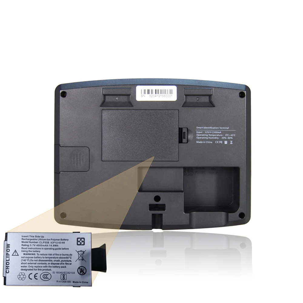 Wireless Wifi Rfid Card Reader And Biometric Fingerprint Time Attendance System Device With Built-In Battery