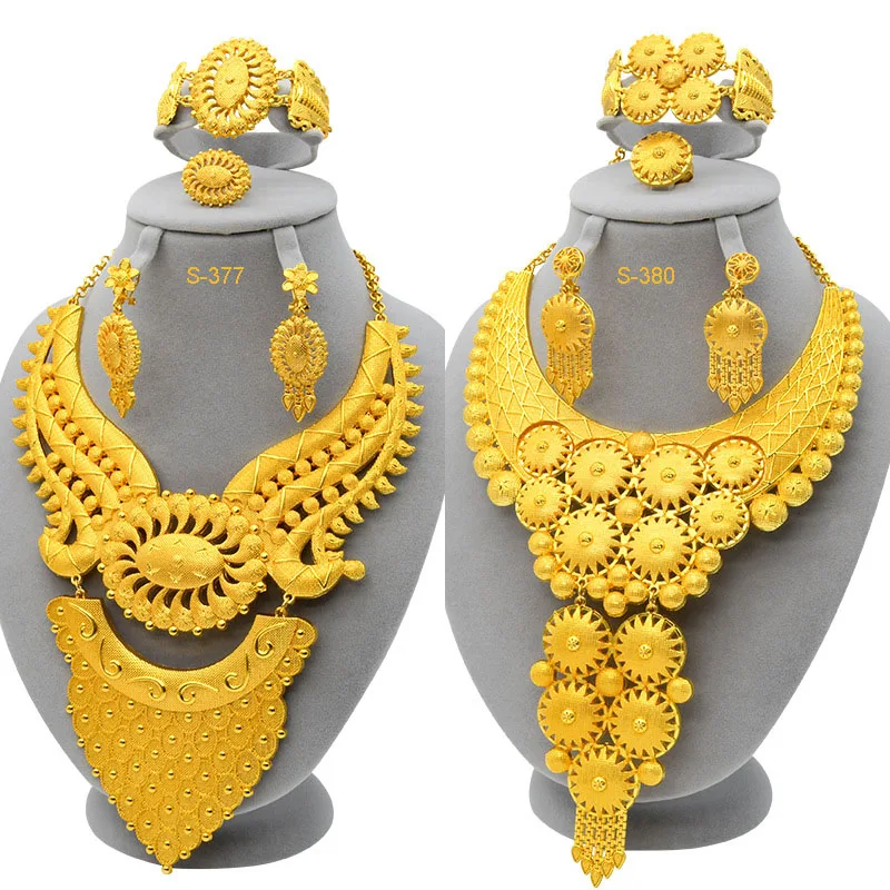 africa four piece sets nigerian gold jewelry set non tarnish no fade gold jewellery