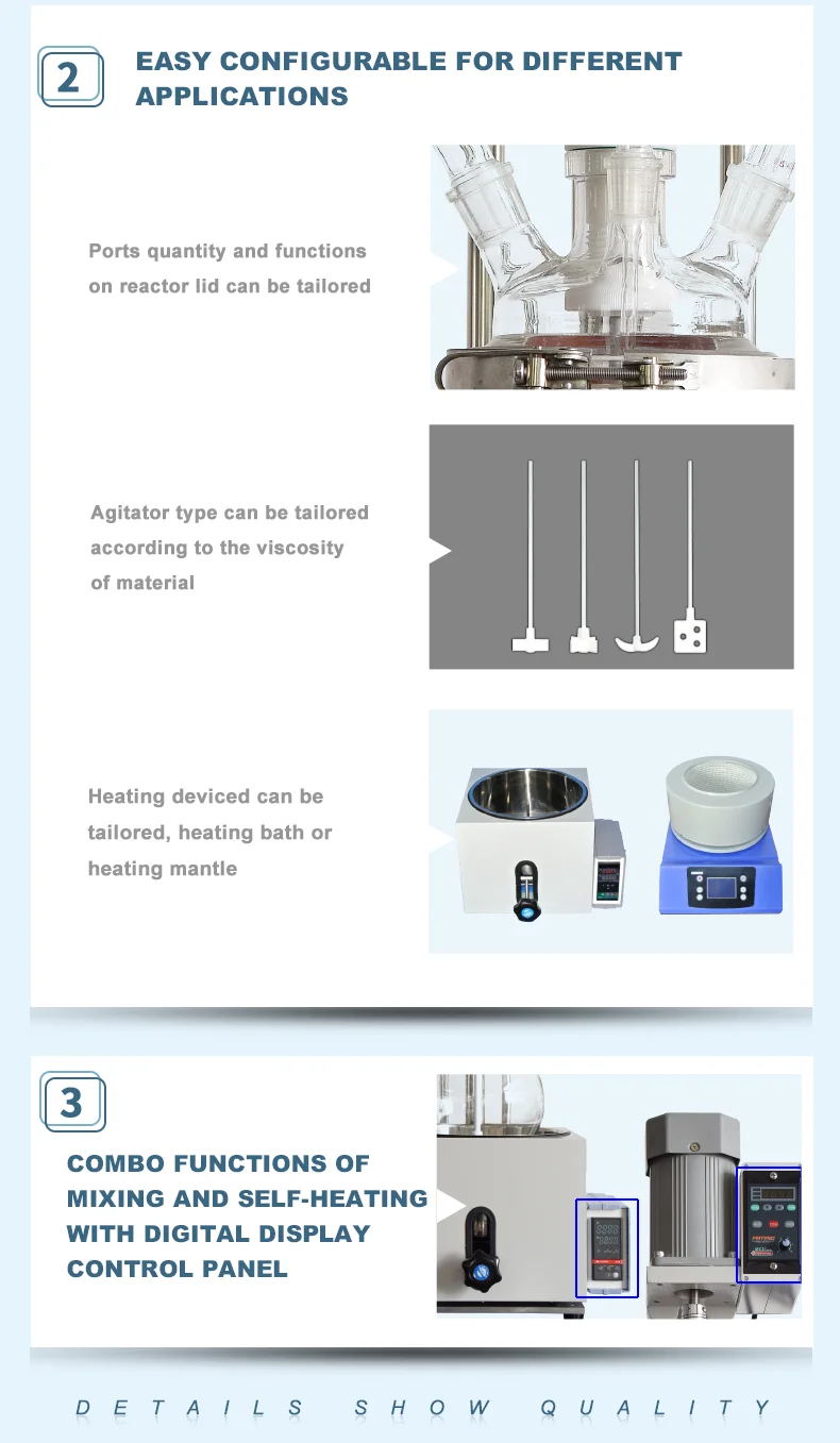Valuen 5L  Bioreactor Glass Reactor 100l Single Layer Glass Reactor Jackless glass reaction kettle
