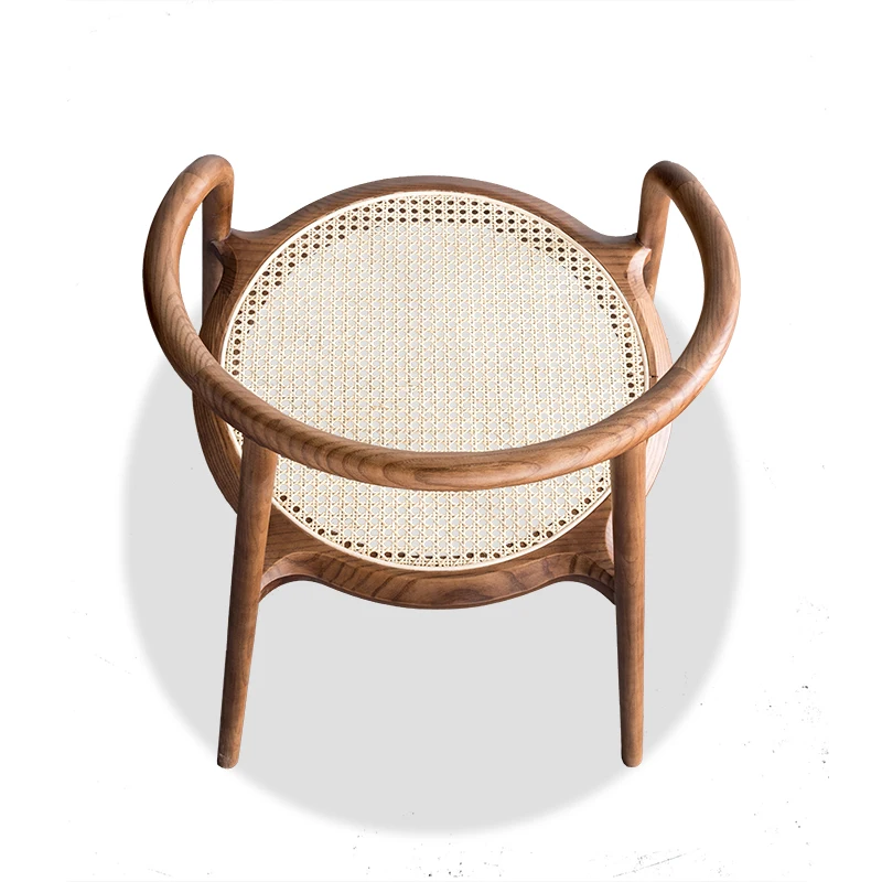 TPZ035 Round Armchair Elegant Living Room Chair Modern nordic style restaurant home furniture solid wood rattan dining chair