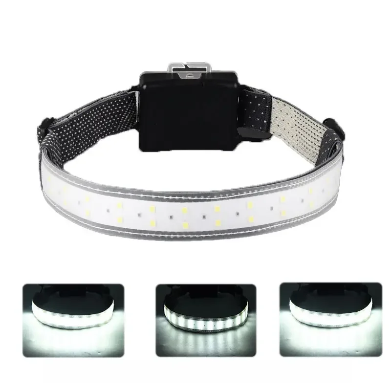 New headlamp LED Outdoor Night Running Elastic Headband Broadbeam Led Strip Headlamp