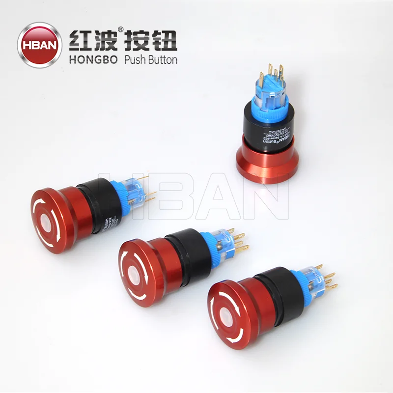 hban 22mm Zinc alloy 1no1nc self-locking dot illuminated emergency e-stop button