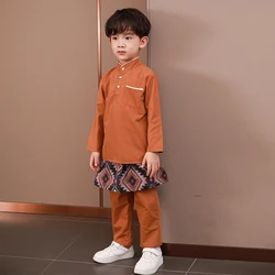 Hot Sale Middle Eastern Islamic Teen Boys 12yrs muslim Baju Melayu With Pocket