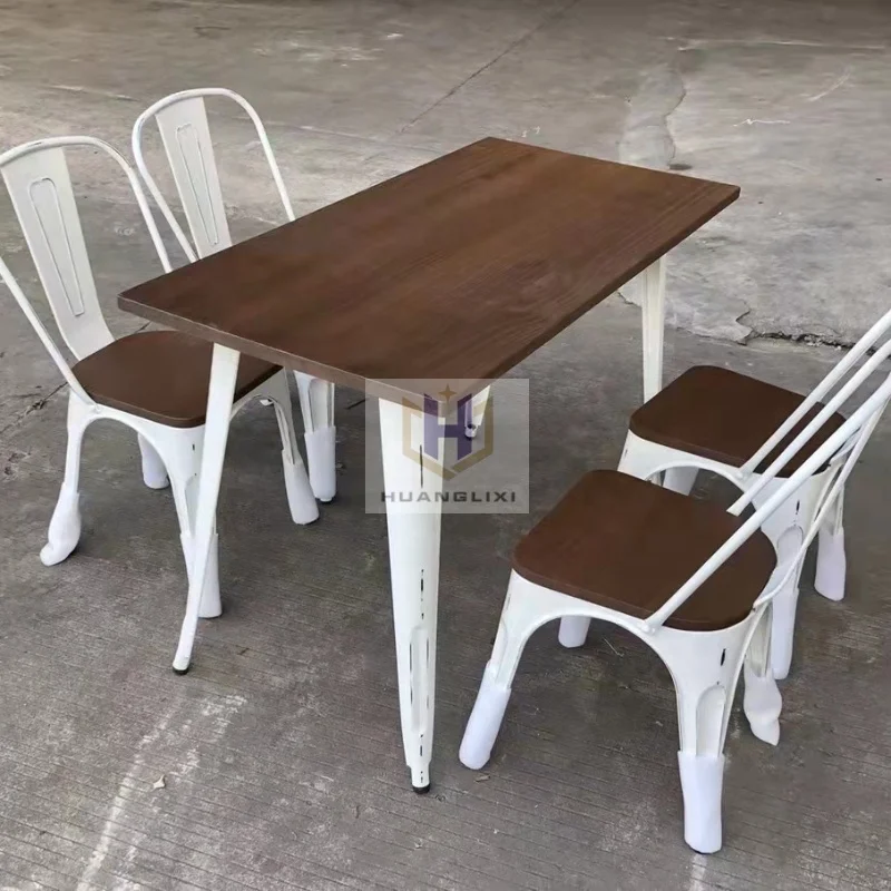 Commercial Industrial Metal Dining Set Chaise Restaurant Furniture Dining room Table and Chair Cafe Sets