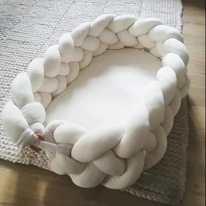 Snoozzz 1 pcs white braided baby nest bed 4 stand