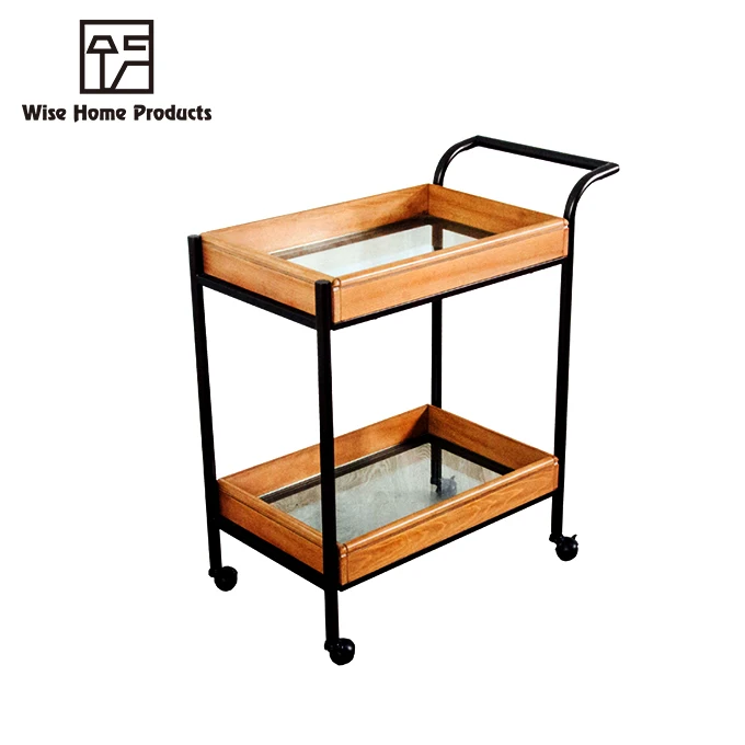 Промышленные деревянные колеса из нержавеющей стали, винтажная Мобильная тележка для кухни, отеля, бара