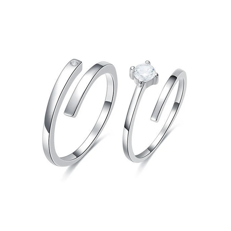 High Quality Minimalist 925 Sterling Silver 925 Couple Ring Anillos Para Pareja 925 Silver Couple Ring