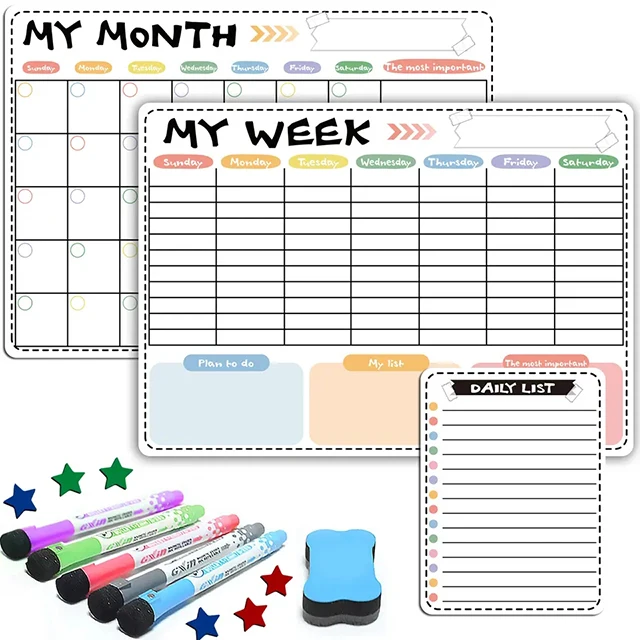 Magnetic Planner Kids Office Magnet Calendar Weekly Planner Fridge magnets