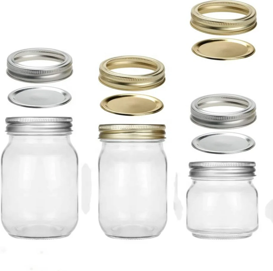 round factory 1000ml 1L glass mason jar for home pickle jam sauce fruit can caviar with metal screw closure