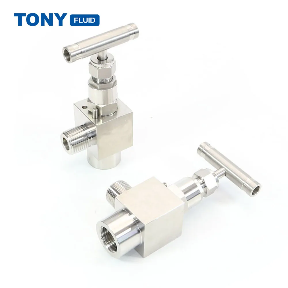 TONY Stainless Steel 90 Degree Angle Needle Valve High Pressure Gauge Needle Valve Female to Male Thread
