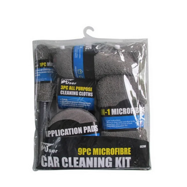 9pcs Microfiber Towel Car Wheel Brush Waxing Sponge Cleaning Tools Car Cleaning Kit