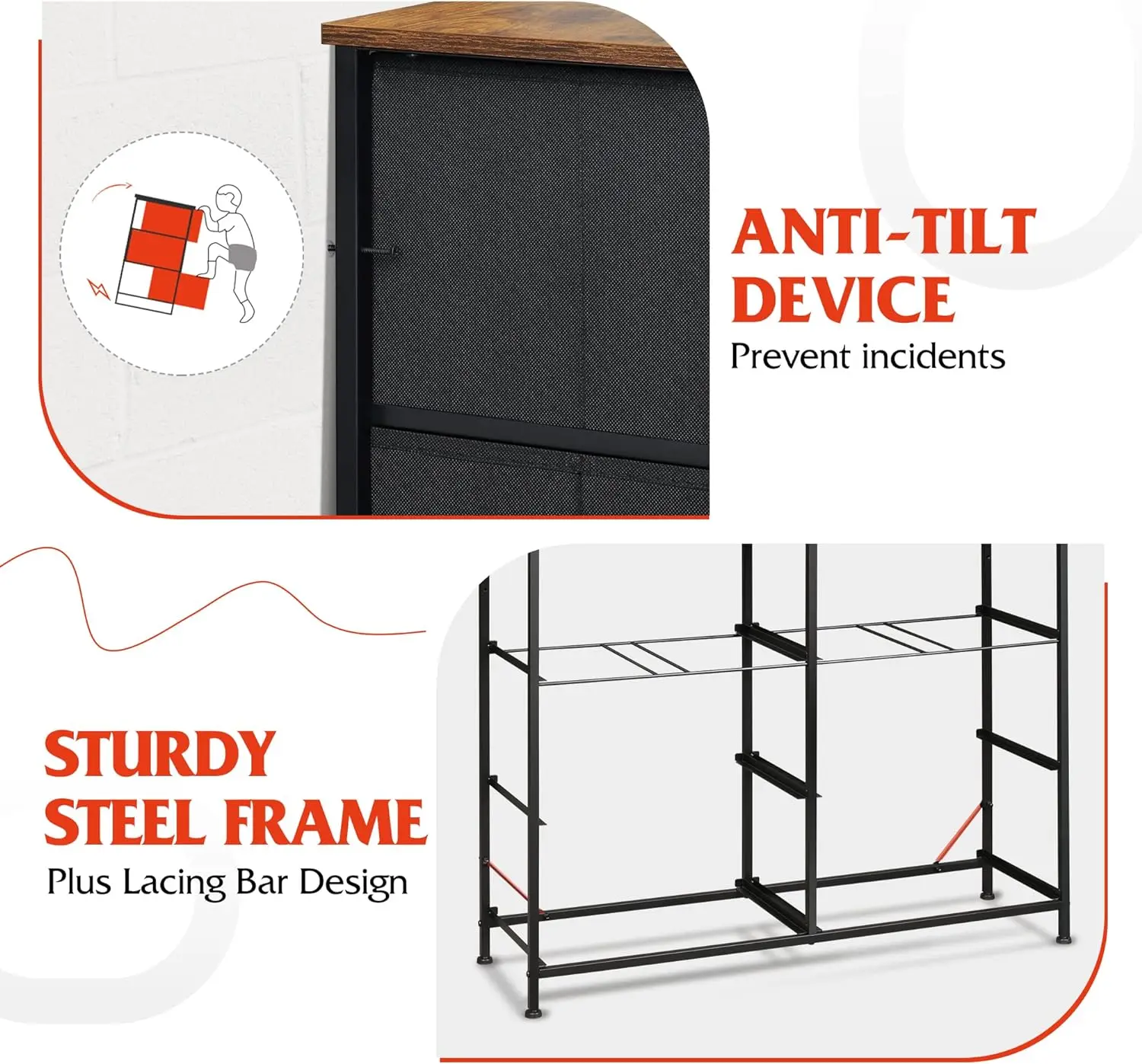 Top Fashion Living Room Entryway Console Table Baby Toy Storage Dressers Drawers Cabinet With Fabric 8-Drawer