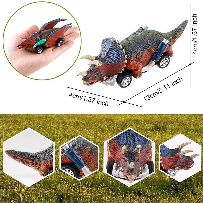  2021 amazon hot sale dinosaur pull back car 6pcs mini animal