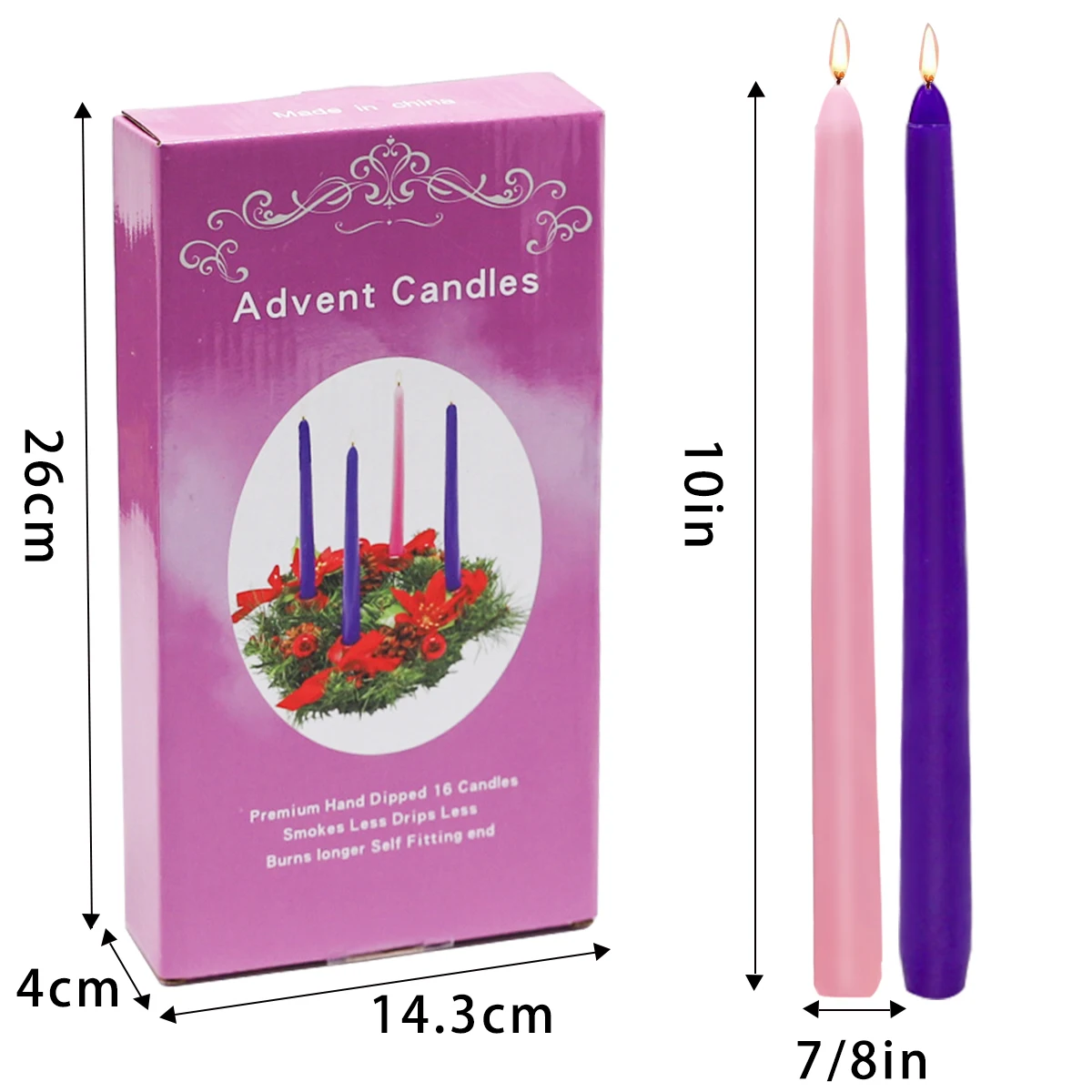 1.76Oz Amazon Wholesale Purple Smokeless Natural Paraffin Wax Unscented  Taper Candles ,Birthday Dinner Dancing Parties Decor