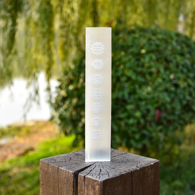 High Quality Feng Shui Crafts Crystal Slice Seven Chakra Slab Selenite Plate