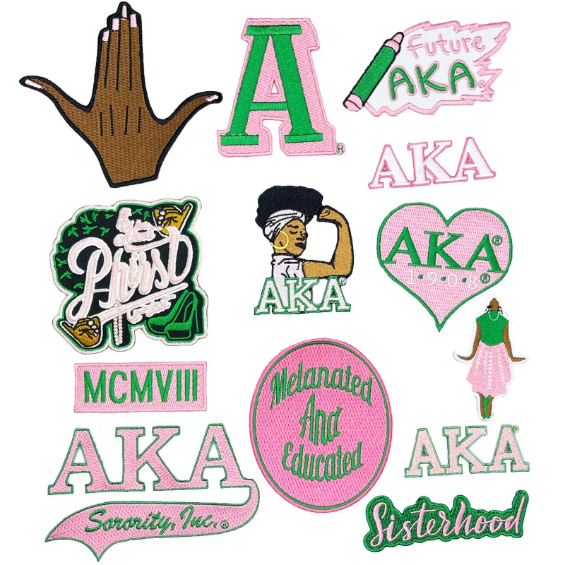 Ready To Ship customized white Greek letters sorority iron on Fashion  embroidery patches for clothing  hoodie patch