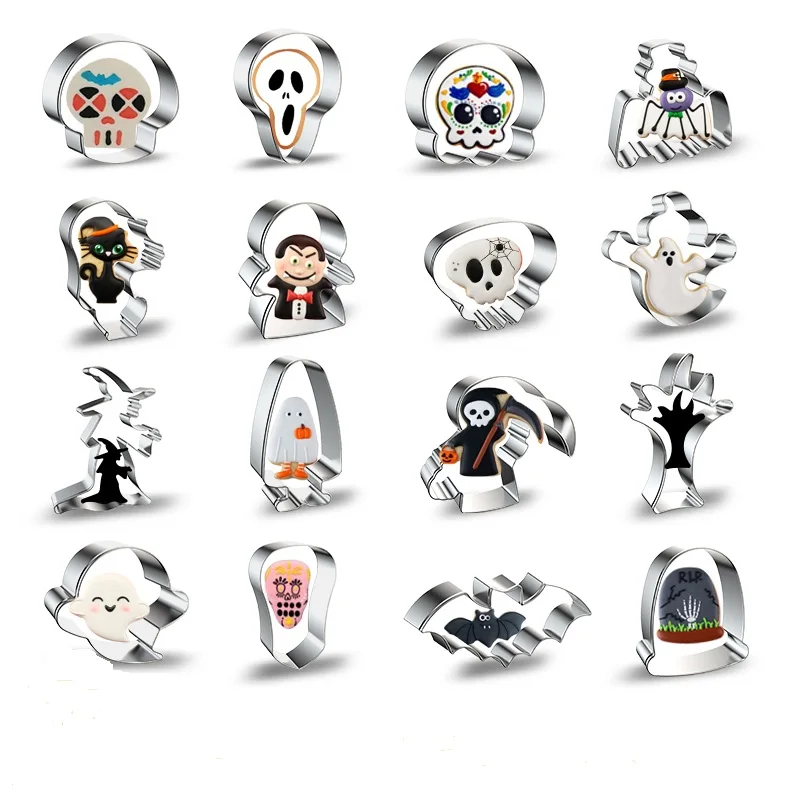 Amazon Hot Halloween Spider Cookie Tool Witch Cookie Mold Cartoon stainless steel cookie cutter