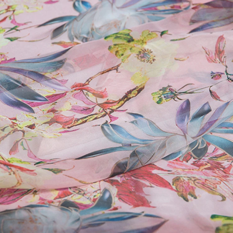 Custom Printed 100% Silk Chiffon Fabric Soft Comfortable Cool Dress Fabric