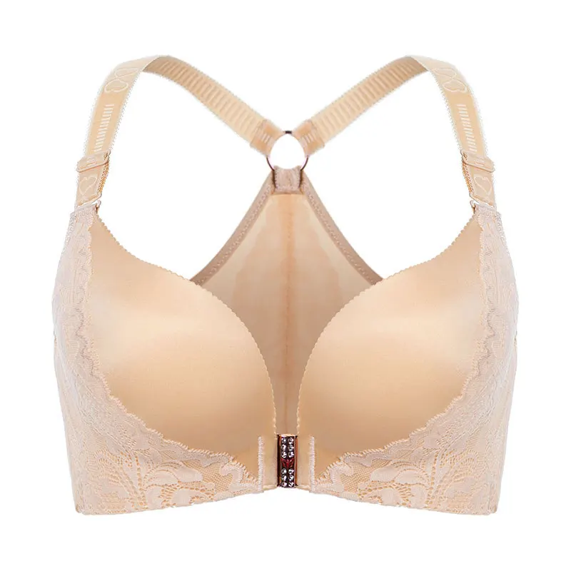 Large size underwear feminine feeling front buckle beauty back bra fat mm gather breast lift big cup close breast bra
