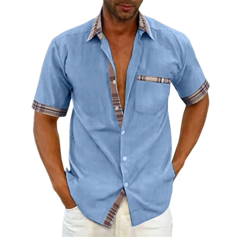 Wholesale man clothes classic collar Mens Short Sleeve Shirt slim fit dress shirts men