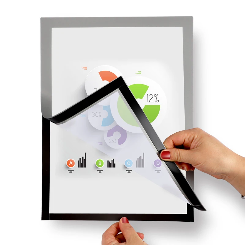 A4 PVC Magnetic Double Sided File Display Document Holder Transparent Self Adhesive Photo Frame Certificate Display