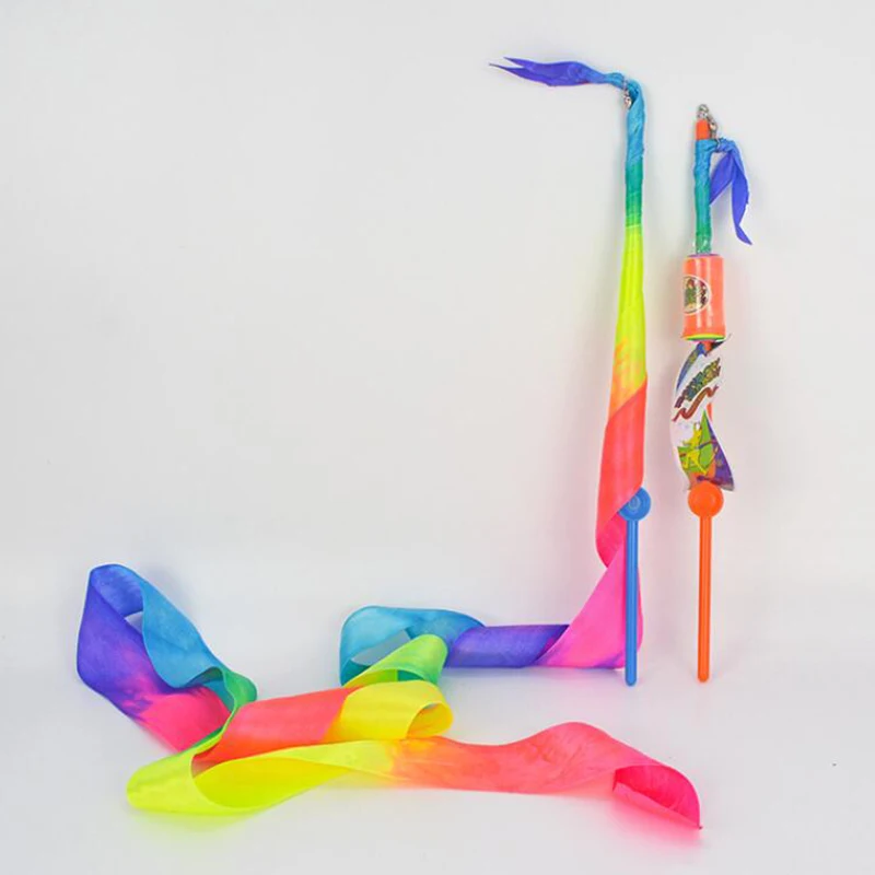 Wholesale Outdoor Sport Games Ballet Streamer Twirling Rod dance wands Rhythmic 2M Gymnastics Ribbon Toys for kids