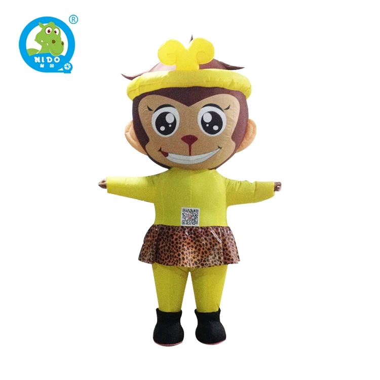 Custom Giant Interactive Inflatable Monkey Mascot Costume Durable Walking Event Short Mascot Costume