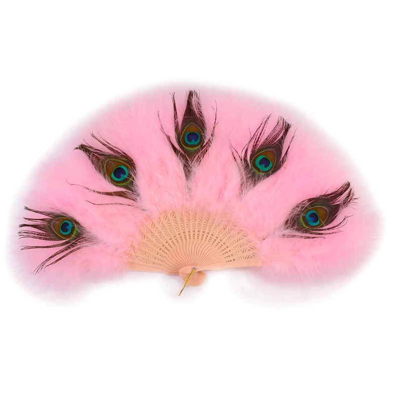 FK Wholesale Dance Performance Fans And Wedding Bride Burlesque White Marabou Peacock Feather Fans