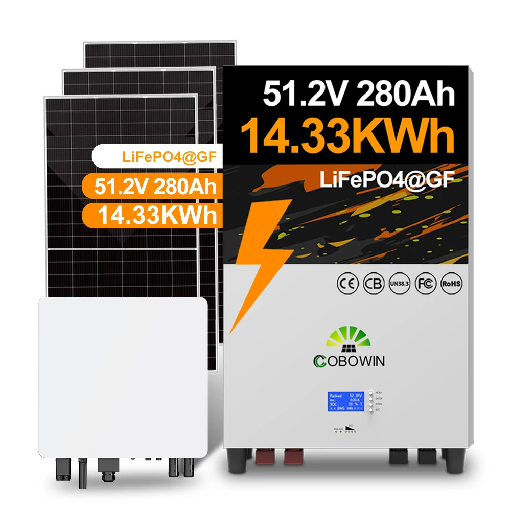 Cobowin Hot Sell Solar Panel and Battery 48V 200AH Solar System 15kw Solar System 10 Kw Battery 10KW On/off Grid for Home 100ah