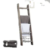 Blanket Ladder 5 ft. Premium Wood Rustic Decorative Quilt Ladder White Vintage Wooden Decor Throw Blankets Holder Rack