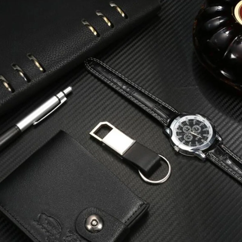 Best selling Top Brand Luxury wallet pen custom logo watch set watch and wallet