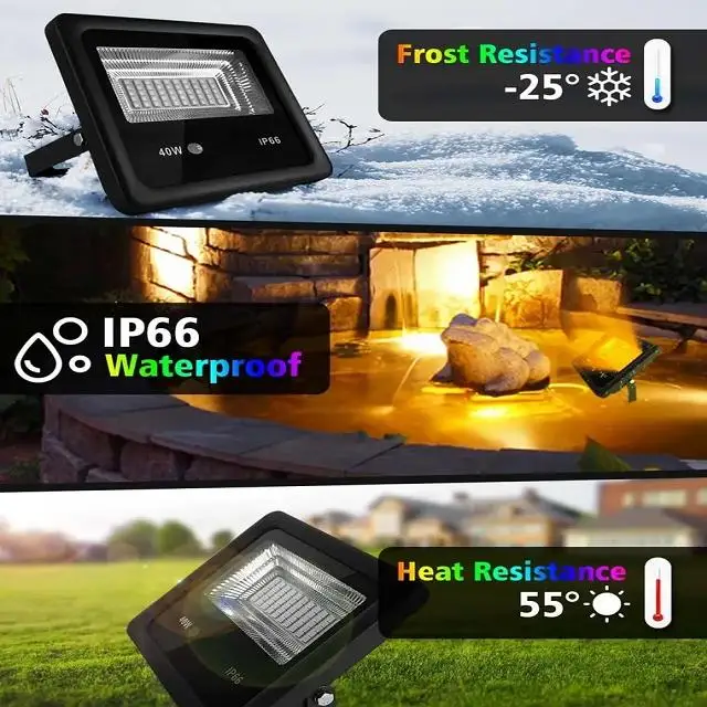 40W IP65 Waterproof Outdoor Garden Lawn Led Spotlight Reflector Lamps Yard Tree Path   Landscape Lighting RGB Led Flood Light