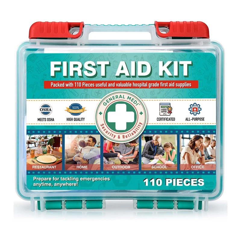 110 Pieces Trival Family First Aid Box First Aid Kit Bags Medical Box First Aid Case For Family Office