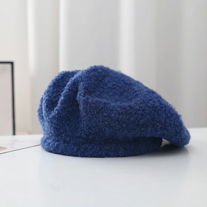 2022 Hot Wholesale Ladies Wool Hat Fashion winter Beret Hat Elegant Styles Pure Color Knitted Hat