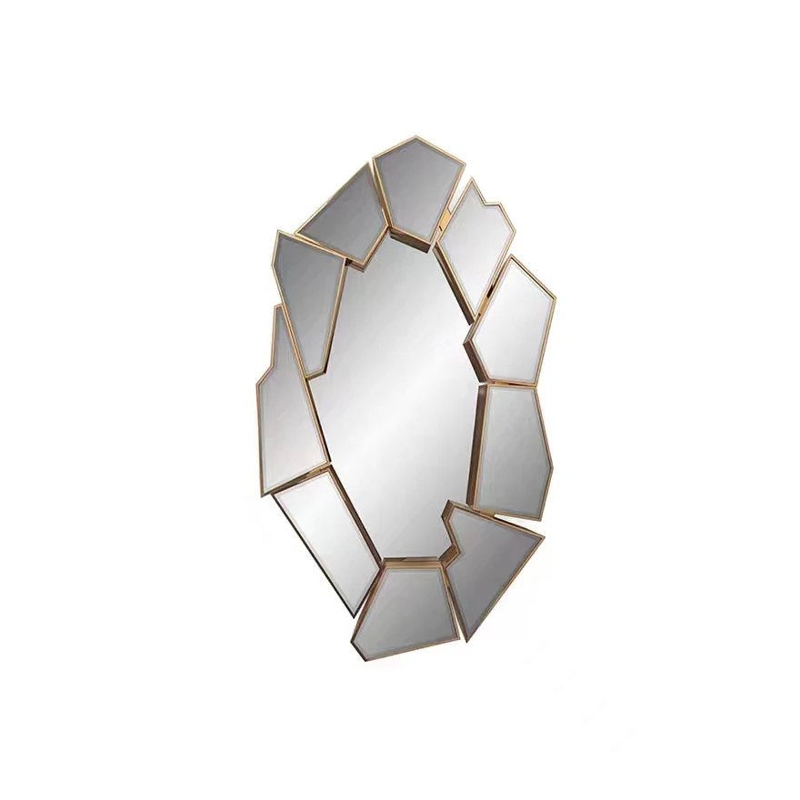68.5X120X9cm Modern Gold Ornate Design Mirror Plated Mirror Color Stainless Steel Framed Fashion Wall Decor 3d Mirrors