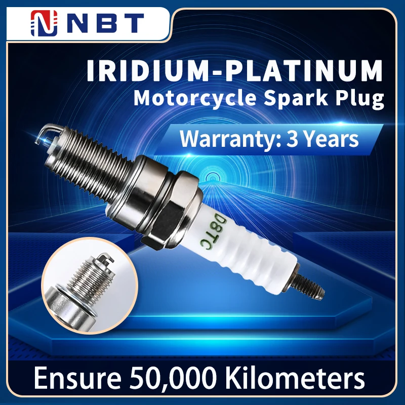 NBT Factory Iridium Platinum Motorcycle Spark Plugs D8TC High Performance OEM Spark Plugs for Honda, Yamaha, Suzuki Engine