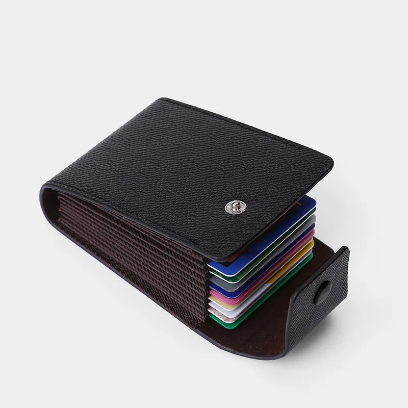 Amazon hot sell retro style slim leather card holder with coin purse crazy horse business card holder case unisex wholesale