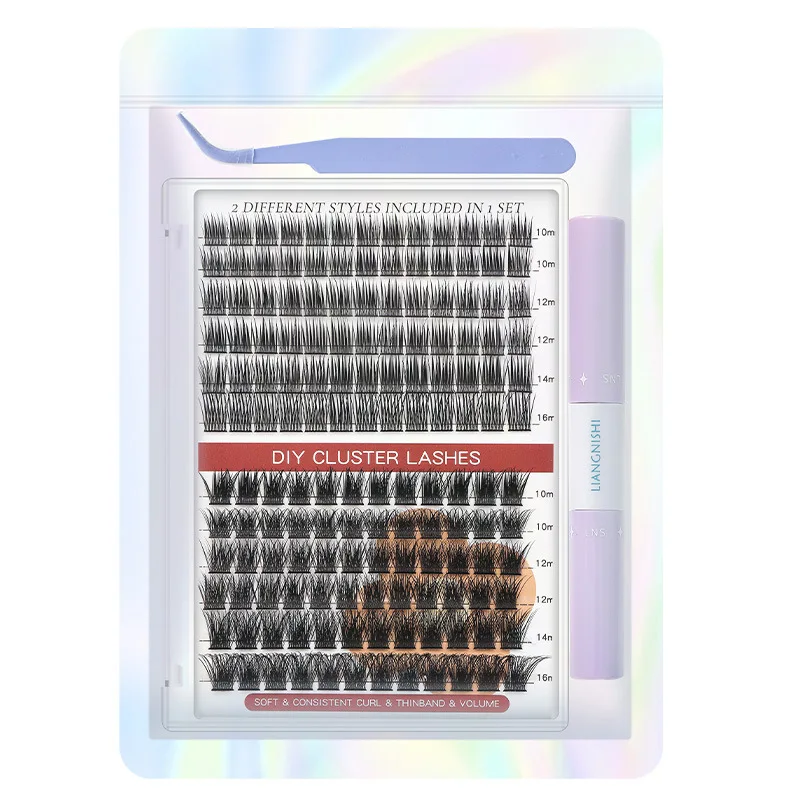 Long lasting diy other lash bond and sealer C D curl cluster lashes kit segment lash cut mink diy lahs extension kit